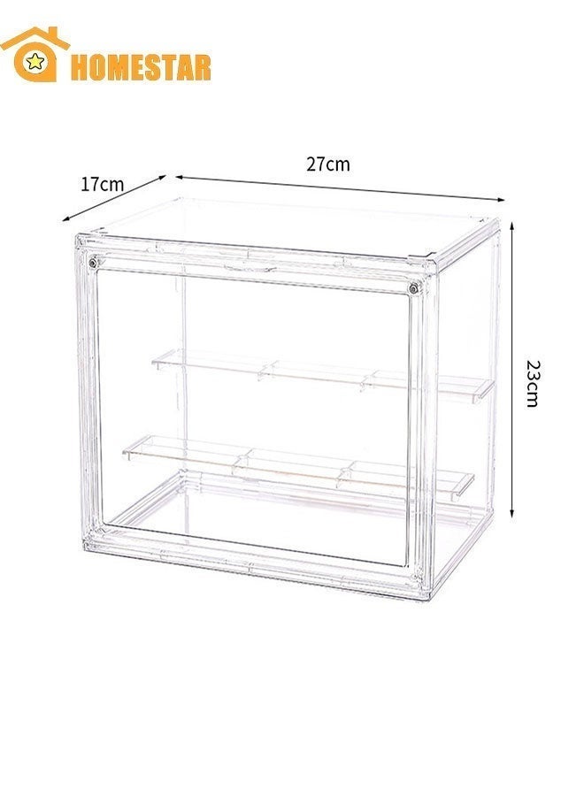 HOMESTAR Clear Acrylic Display Case with Magnetic Door, Display Storage Box Countertop Cube with 2 Tier Removable Ladder Shelves, Dustproof Protection Showcase for Action Figures, Toys, Collectibles, 1PCS - Image 4